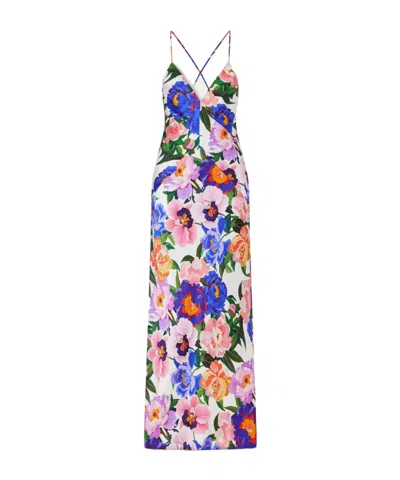 Borgo De Nor Olive Floral-print Satin-crepe Maxi Dress In Multi