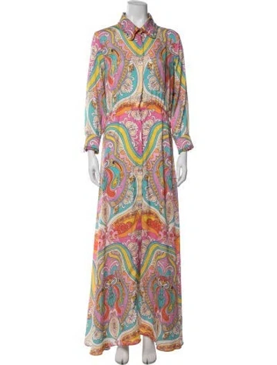 Pre-owned Borgo De Nor Paisley Print Long Dress In Pink