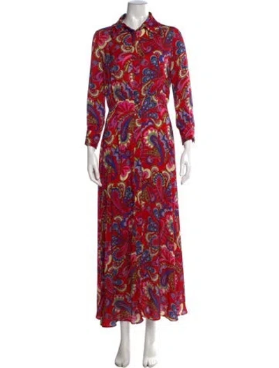 Pre-owned Borgo De Nor Paisley Print Long Dress In Red