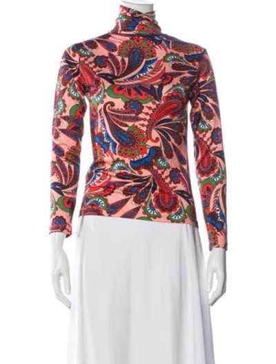 Pre-owned Borgo De Nor Paisley Print Turtleneck Top In Red