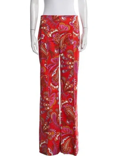 Pre-owned Borgo De Nor Paisley Print Wide Leg Pants In Orange