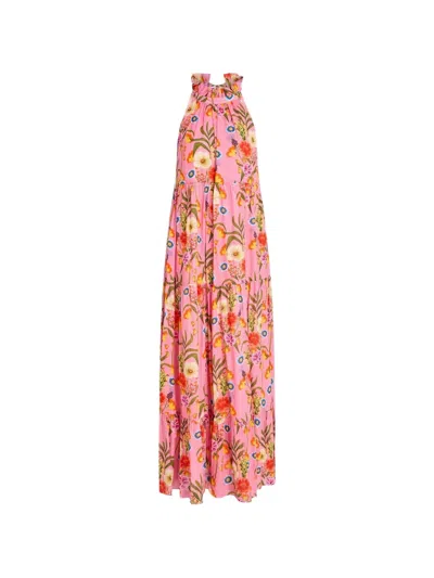 Borgo De Nor Pandora Floral-print Tiered Dress In Pink