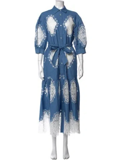 Pre-owned Borgo De Nor Patterned Long Dress In Blue