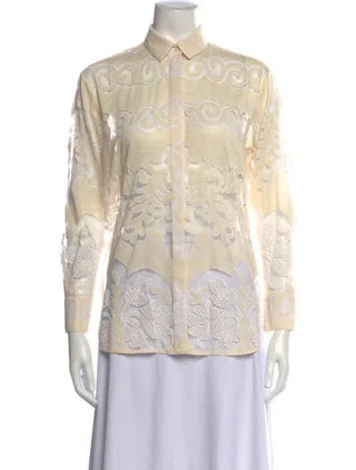 Pre-owned Borgo De Nor Patterned Long Sleeve Blouse In Neutrals