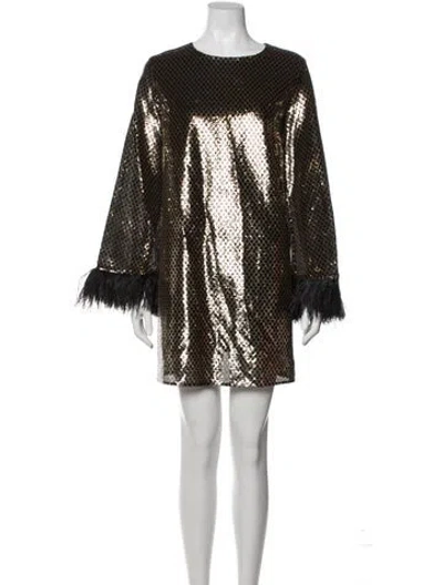 Pre-owned Borgo De Nor Patterned Mini Dress In Gold