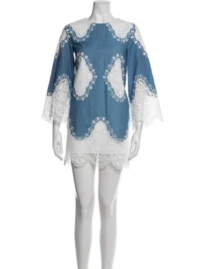 Pre-owned Borgo De Nor Patterned Mini Dress W/ Tags In Blue