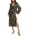 Borgo De Nor Phoenix Silk Midi Dress In Black