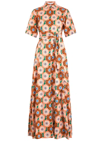 Borgo De Nor Posie Floral-print Cotton Maxi Dress In Multicoloured