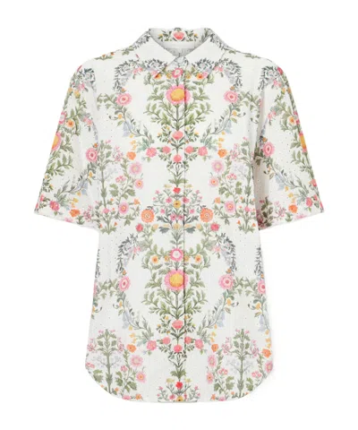 Borgo De Nor Akari Printed Broderie Anglaise Cotton Shirt In Multi