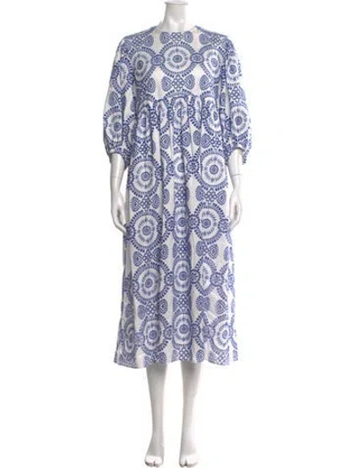 Pre-owned Borgo De Nor Printed Long Dress In Blue