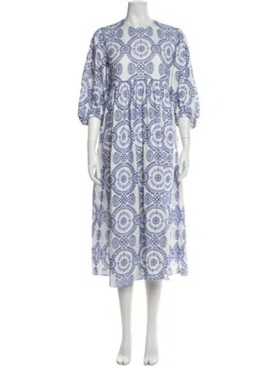 Pre-owned Borgo De Nor Printed Long Dress In Blue