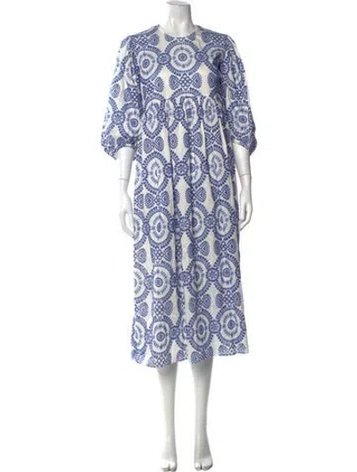 Pre-owned Borgo De Nor Printed Long Dress In Blue