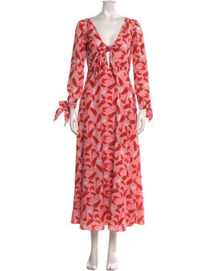 Pre-owned Borgo De Nor Printed Long Dress In Multi