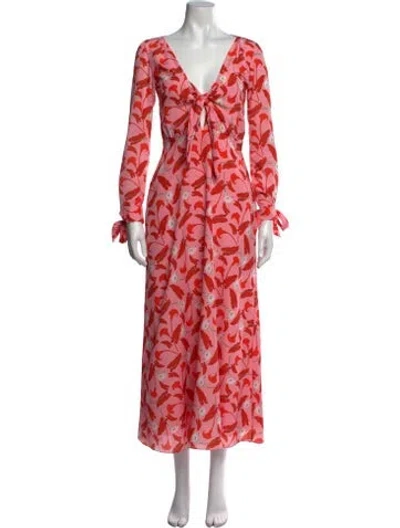 Pre-owned Borgo De Nor Printed Long Dress In Multi