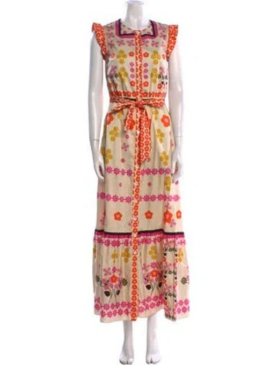 Pre-owned Borgo De Nor Printed Long Dress In Orange