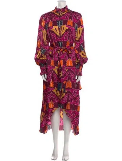 Pre-owned Borgo De Nor Printed Long Dress In Pink