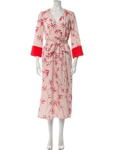 Pre-owned Borgo De Nor Printed Long Dress In Pink
