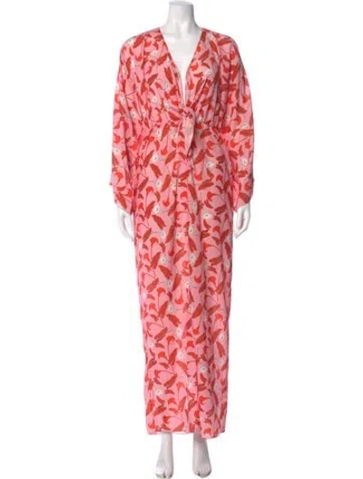 Pre-owned Borgo De Nor Printed Long Dress In Pink