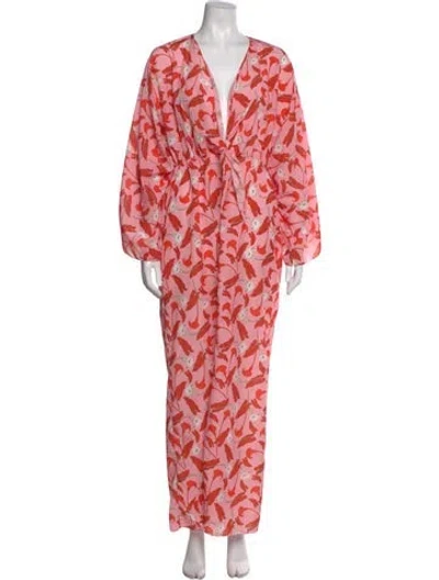 Pre-owned Borgo De Nor Printed Long Dress In Pink