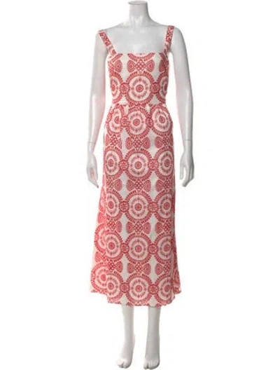 Pre-owned Borgo De Nor Printed Long Dress In Red