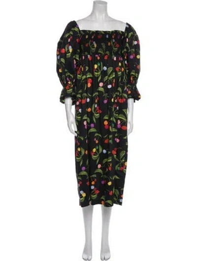 Pre-owned Borgo De Nor Printed Long Dress W/ Tags In Black