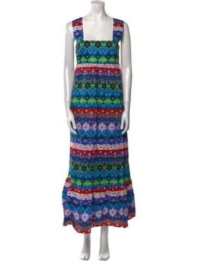Pre-owned Borgo De Nor Printed Long Dress W/ Tags In Blue