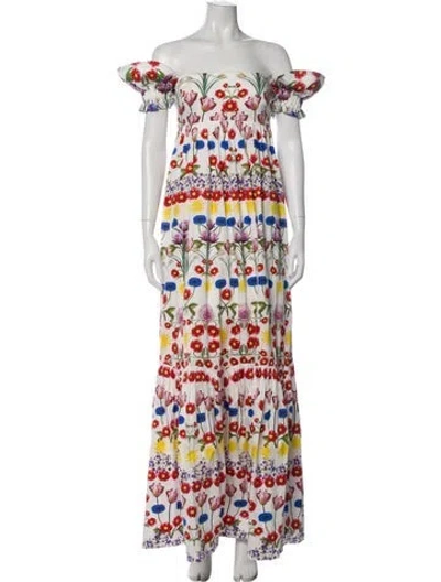 Pre-owned Borgo De Nor Printed Long Dress W/ Tags In White