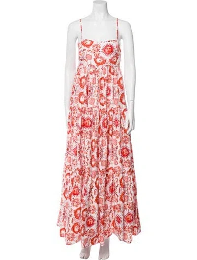 Pre-owned Borgo De Nor Printed Long Dress In White