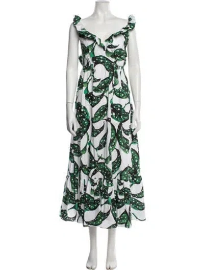 Pre-owned Borgo De Nor Printed Long Dress In White