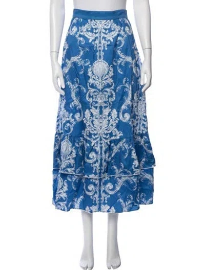 Pre-owned Borgo De Nor Printed Long Skirt W/ Tags In Blue