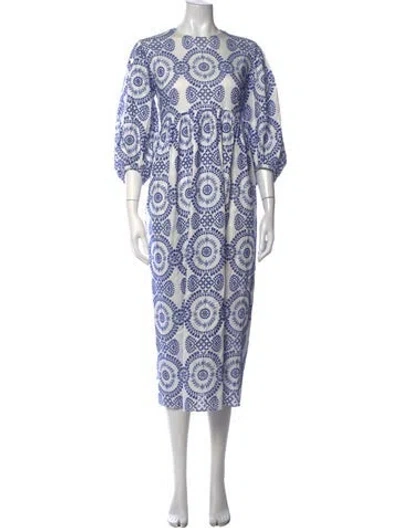 Pre-owned Borgo De Nor Printed Midi Length Dress In Blue