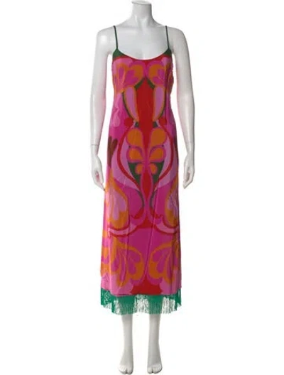 Pre-owned Borgo De Nor Printed Midi Length Dress In Pink