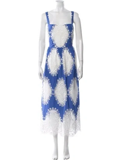 Pre-owned Borgo De Nor Printed Midi Length Dress In White
