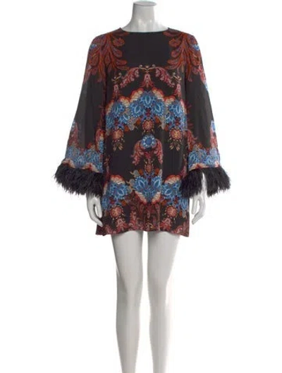 Pre-owned Borgo De Nor Printed Mini Dress In Black