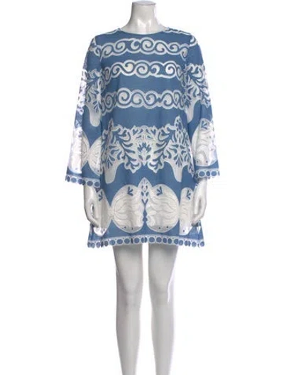 Pre-owned Borgo De Nor Printed Mini Dress In Blue