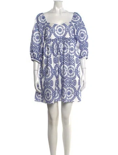 Pre-owned Borgo De Nor Printed Mini Dress In Blue/white