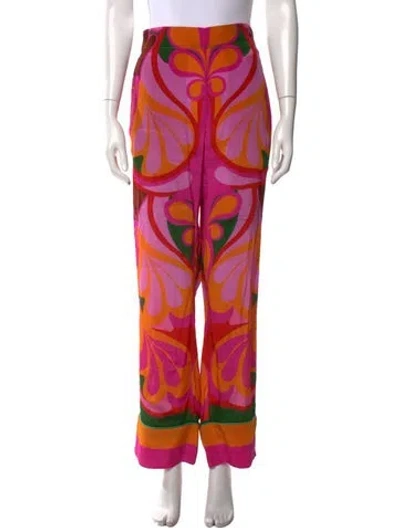 Pre-owned Borgo De Nor Printed Wide Leg Pants In Pink
