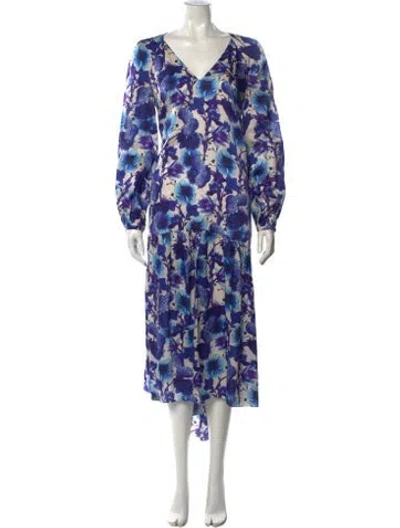 Pre-owned Borgo De Nor Silk Knee-length Dress In Blue