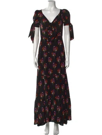 Pre-owned Borgo De Nor Silk Long Dress In Black