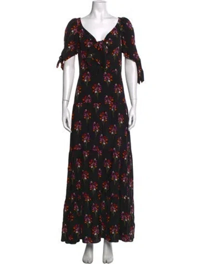 Pre-owned Borgo De Nor Silk Long Dress In Black