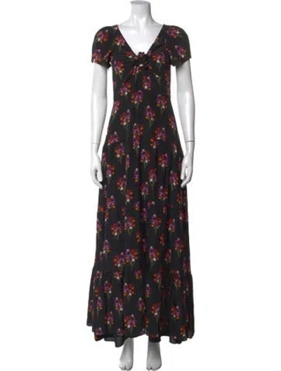 Pre-owned Borgo De Nor Silk Long Dress In Black