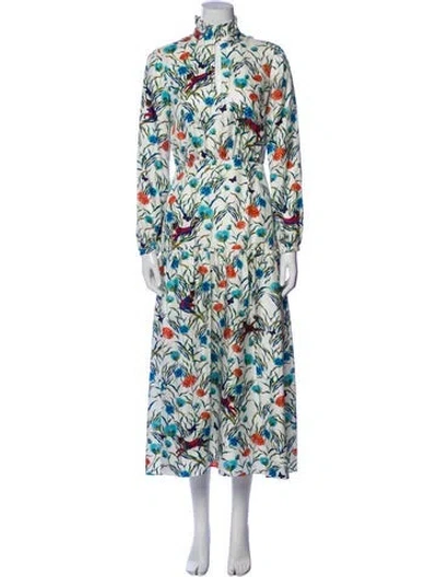Pre-owned Borgo De Nor Silk Long Dress In Multi