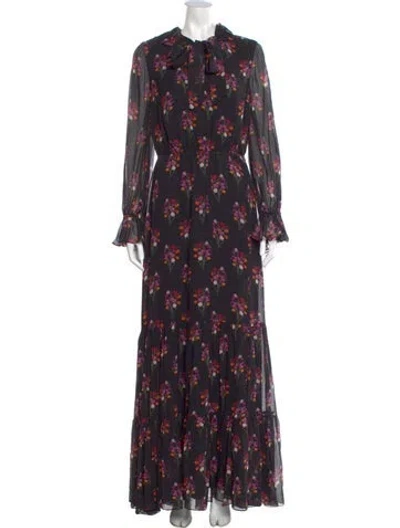 Pre-owned Borgo De Nor Silk Long Dress In Multi