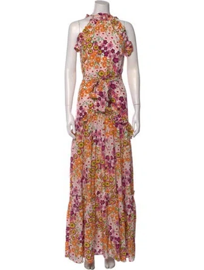 Pre-owned Borgo De Nor Silk Long Dress In Multi