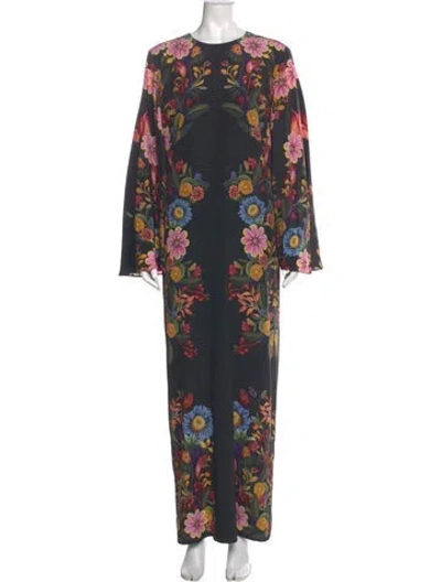 Pre-owned Borgo De Nor Silk Long Dress In Multi