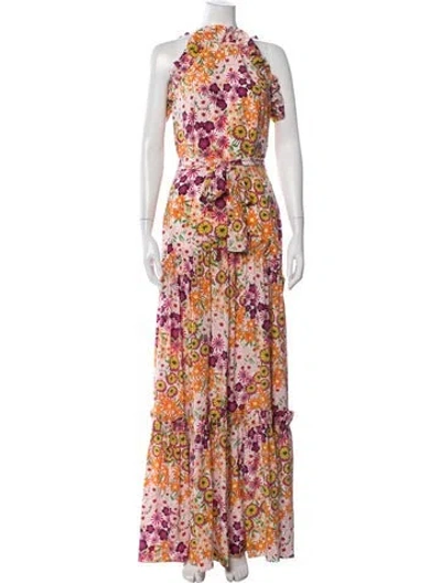 Pre-owned Borgo De Nor Silk Long Dress In Multi