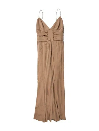 Pre-owned Borgo De Nor Silk Long Dress In Neutral