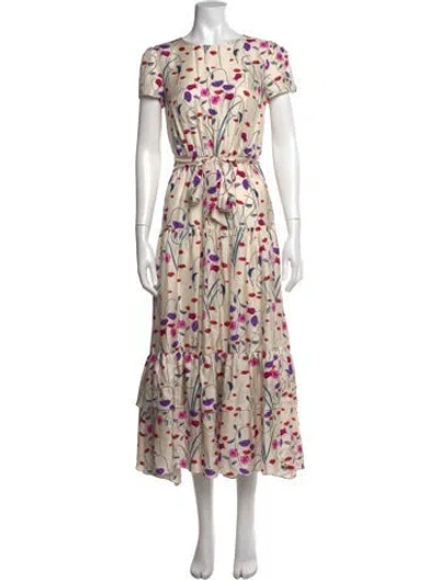 Pre-owned Borgo De Nor Silk Long Dress In Neutral