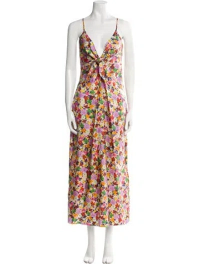 Pre-owned Borgo De Nor Silk Long Dress In Pink