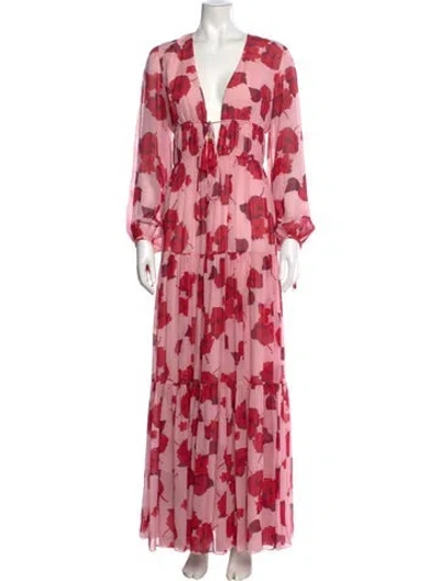 Pre-owned Borgo De Nor Silk Long Dress In Pink